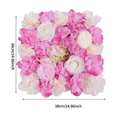 12 PCS Artificial 3D Flower Wall Panel Wedding Backdrop Wall Decor Pink 15*15 In