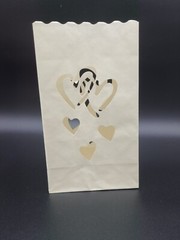50 Interlocking Heart Luminary Bags-White Wedding Valentine Romance Luminaria