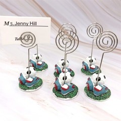 2Pcs Football Shape Place Card Holder With Resin Base Decorative Note Holder