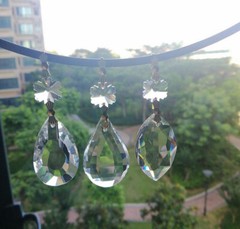 10pcs Clear 38mm Crystal Dorp Hanging Chandelier Lamp Parts Pendant Gold Bowties