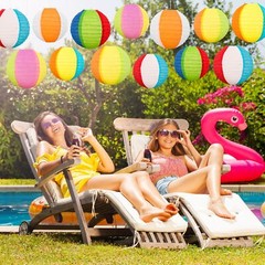 15Pcs Pool Party Decorations Beach Ball Paper Lanterns – Summer Luau Themed H…