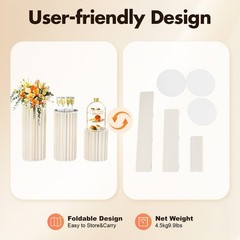 3PCS Cylinder Pedestal Stands Sturdy Multi-Use Display Columns for Wedding,