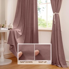 Soft Velvet Wild Rose Curtains 105 inches Privacy Drapes, 2 Panels | 300GSM S…