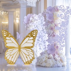 3 feet GOLD WHITE Large Butterfly Party Props Decor Party Events