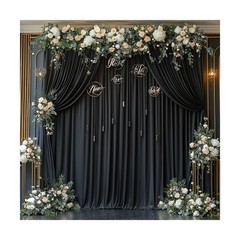 50ftx12ft Black Wrinkle-Free Wedding Backdrop Curtain -Silky Washable Black P…