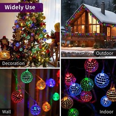 10 LED 2″ Disco Balls String Lights 5.5ft, Battery Operated Portable Decorati…