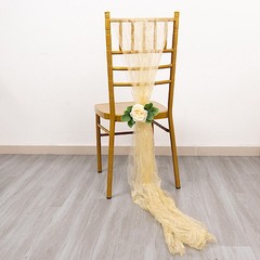 5 CHAMPAGNE Sheer Crinkled Organza CHAIR SASHES Party Events Home Decorations
