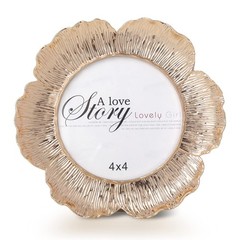 SWTHONY Round Floral Rose Gold Picture Frame, 4×4 Circular Flower Shaped Phot…
