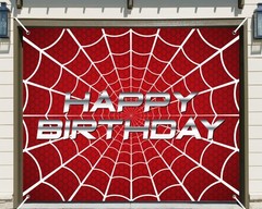 Happy Birthday Spider Web Backdrop Party Decoration Supplies Theme Banner Bac…