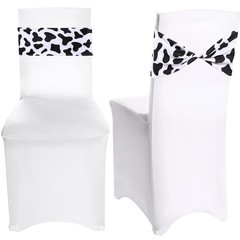 72 Pcs Cow Stripe Chair Sashes – Elastic Animal Print Bands for Safari Party Dec