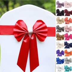 Reversible Satin and Faux Leather Bow Tie Chair Sashes Buckles Wedding Sale