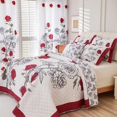 EVENHUG Red Rose Curtains Floral Window Curtain Panels Drapes for Bedroom and…