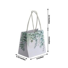 Green 12 Paper 4″ Eucalyptus Leaves Print Favor Gift Bags Handles Party Events