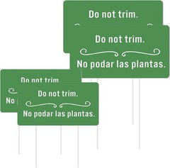4 Pcs Corrugated Plastic Do Not Trim Yard Signs with Stakes 6.2 x 3.3 Inch 9.2 x
