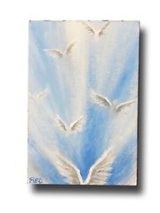 Angel wings,Guardian Angel,original painting,white,blue,wall art,religious art