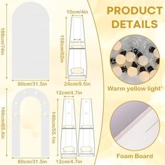 White Arch Backdrop Stand with Lights, Balloon Arch Frame Party Decoration |