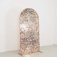 7 ft BLUSH Big Payette Sequin Fitted Round Top Wedding Arch STAND COVER Party