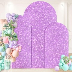 Set of 3 Lavender Spandex Wedding Arch Covers 7.2FT 6.6FT 6FT Sequin Backdrops