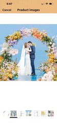Gold Metal Circular Wedding Backdrop Arch 7x8ft with Accessories, Reusable