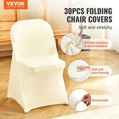 VEVOR IVORY 30PCS Stretch Spandex Folding Chair Covers-Wedding Dining pd 41z