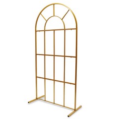 Gold Metal Wedding Arch Chiara Backdrop Stand Round Flower Balloon Frame 2m