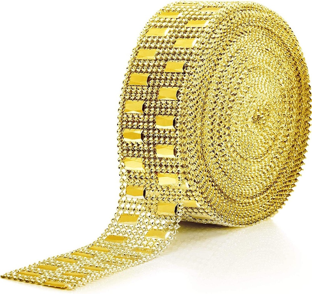 10 Yards Bling Wrap Ribbon Rhinestone Diamond Ribbon Rose Gold Acrylic Wrap Mesh