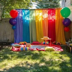 6 Piece Rainbow Sheer Window Panel Colorful Backdrop Bright Curtains Set for …