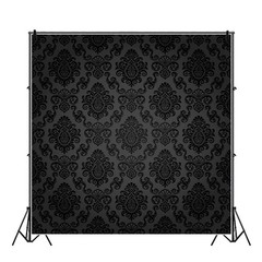 Haoyiyi 8x8ft Black Damask Floral Pattern Backdrop Vintage Classic Flower Pat…