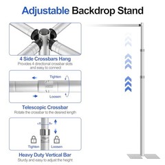 Pipe and Drape Stand Kit, 10x10ft Heavy Duty Adjustable Metal 10 x 10ft Silver