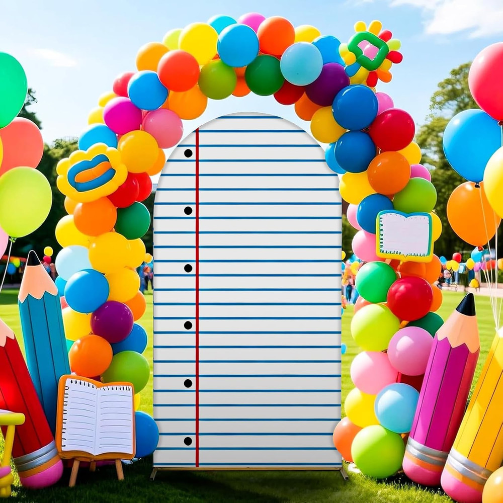 Notebook Arch Cover 6Ft Welcome Back to School Party Decorations Spandex Fitted