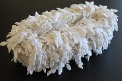Bridal Fringed Lace Trim Off White + Iridescent Sequins & Pearls [12 Yard Roll]