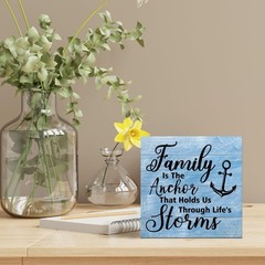 Family Is The Anchor That Holds Us Through Life’s Storms Wood Box Sign, Farmh…