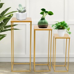3 Durable Metal Wedding Flower Stands Rectangular Rack Vase Plant Golden Rack