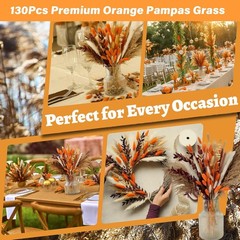 130Pcs Real Oran Ppas Grass, 17″ Natural Dried Flowers Boho Winter