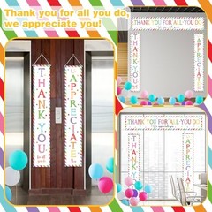 Tingjoo 3 Pcs Employee Appreciation Banner Thank You Door Colorful Classic