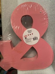 8″ X 7″ Wooden “&” Pink Sequin Sign *NEW/Sealed* k2