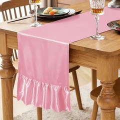 2 Pack Satin Table Runner 12 x 72 Inch Ruffle Table Runner,Satin 12″x72″ Pink