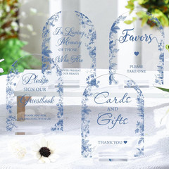 4 Pcs Flower Acrylic Wedding Signs for Ceremony and Reception Guest Wedding Car