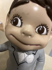 Vintage Atlantic Mold 9”Groom Brown Eyes & Hair W/ Grey Suit Cute Wedding Fun !