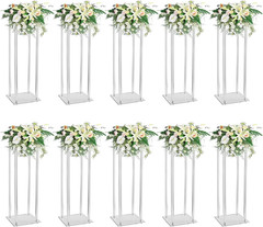 10 Pcs Tall Acrylic Vases for Weddings & Parties with Gold Napkin Rings