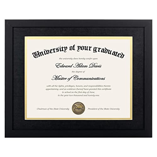 x4 Diploma Frame Certificate Degree Document Frame with High Definition 1 Black
