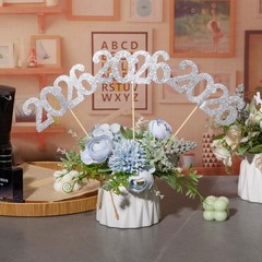 12 Pieces Glitter 2026 Centerpiece Sticks Silver Double Sided 2026 Graduation…