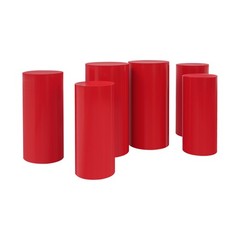 6PCS Display Pedestal Stand Iron Riser Column Pillar 23.6″ /26″ /27.6″ Tall Red