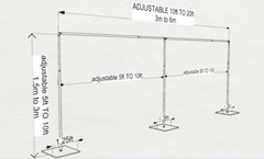 ADJUSTABLE QUICK BACKDROP KIT 10 FT TALL x 10FT-50FT WIDE PIPE WITHOUT DRAPE