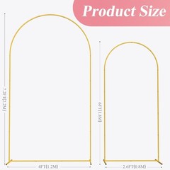 Gold Metal Arched Backdrop Stand Set for Weddings, Birthdays, and Celebrations