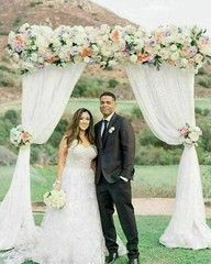 6/10/20 ft Adjustable Wedding Backdrop Stand Background Curtain Pipe Stage White