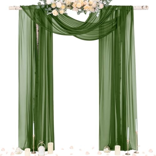 Wedding Arch Draping Fabric 29″ x 20Ft 1 29″W x 236″L (Pack of 1) Olive Green