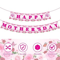 Mother’s Day Decorations, Happy Mother’s Day Banner for Party, Pre-Strung Ban…