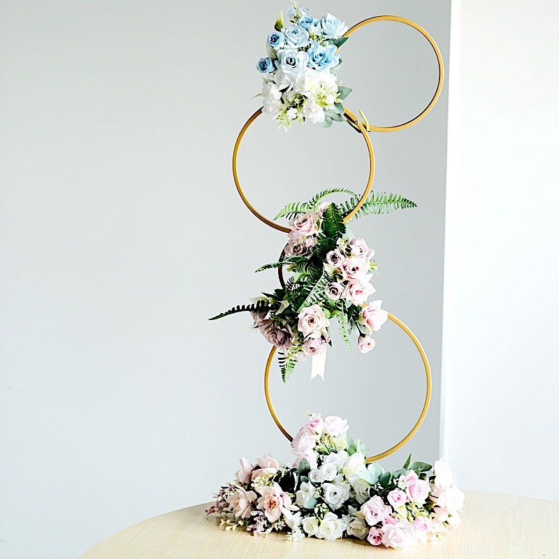 GOLD 3″ Metal Hoops Pillar Backdrop Stand Wedding Party Decorations