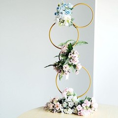 GOLD 3″ Metal Hoops Pillar Backdrop Stand Wedding Party Decorations